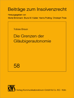 cover image of Die Grenzen der Gläubigerautonomie